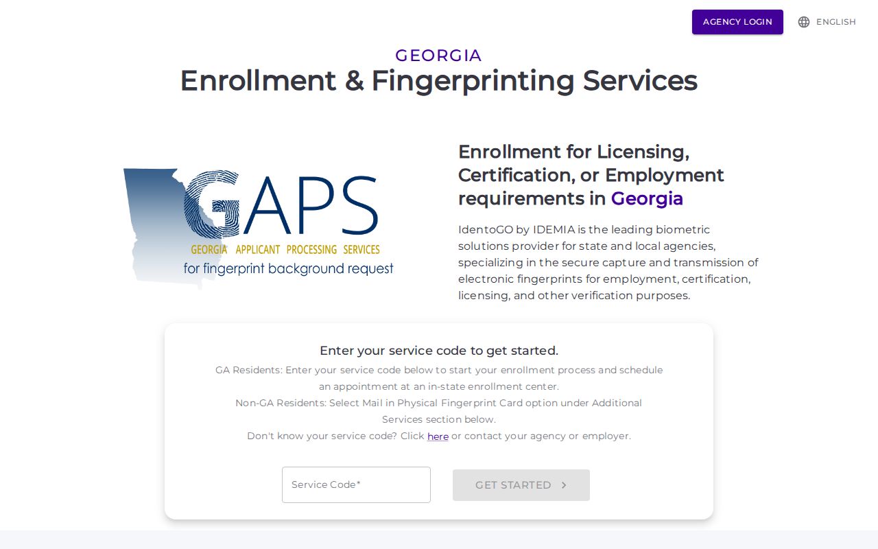 Wayne County criminal history GAPS fingerprint registration