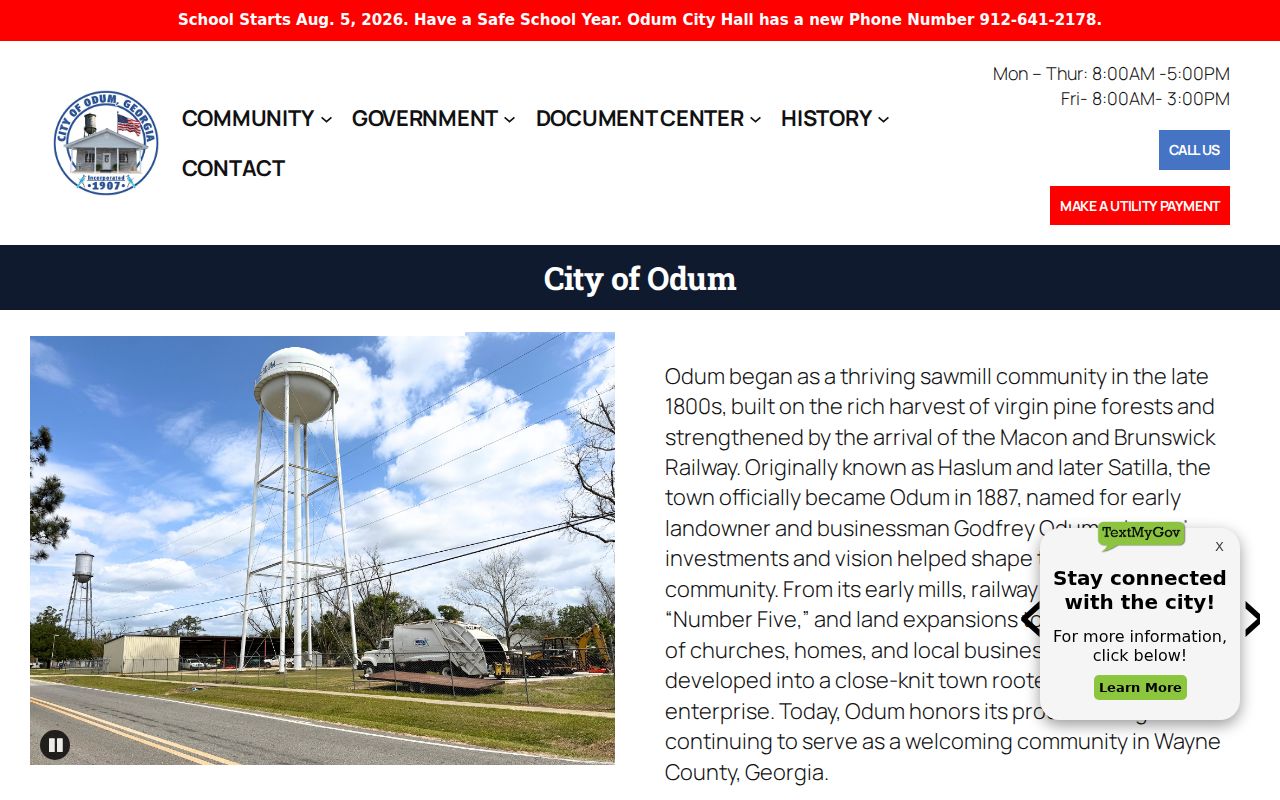 Odum criminal records city office homepage and contact route