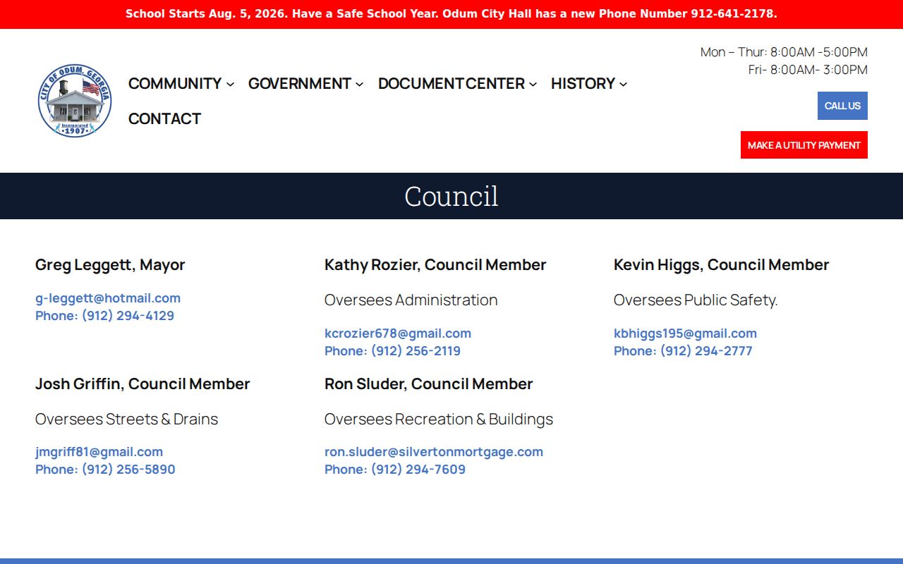Odum criminal records police chief and police clerk contacts